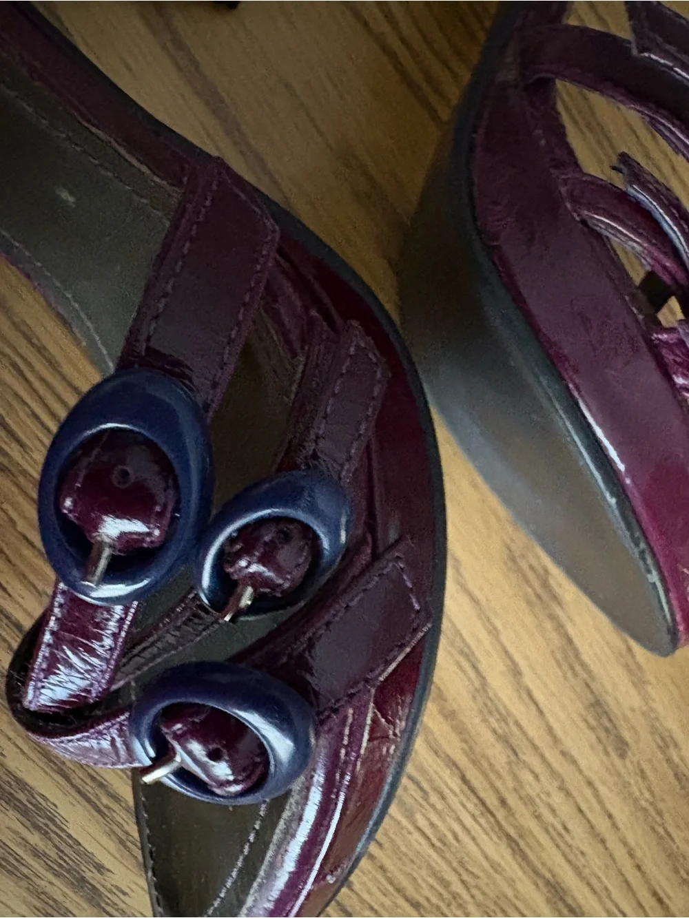 Vintage Two Lips Purple Croc Print Kitten Heel Sandals
